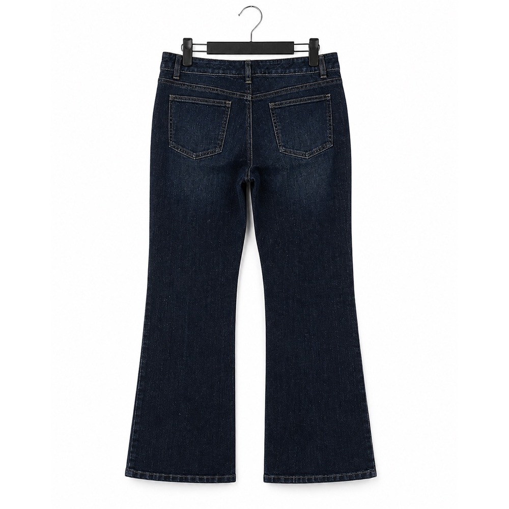 Michael Kors Womens Sparkle Shimmer Flare Jeans Dark Wash Blue Size 6P - Picture 3 of 12